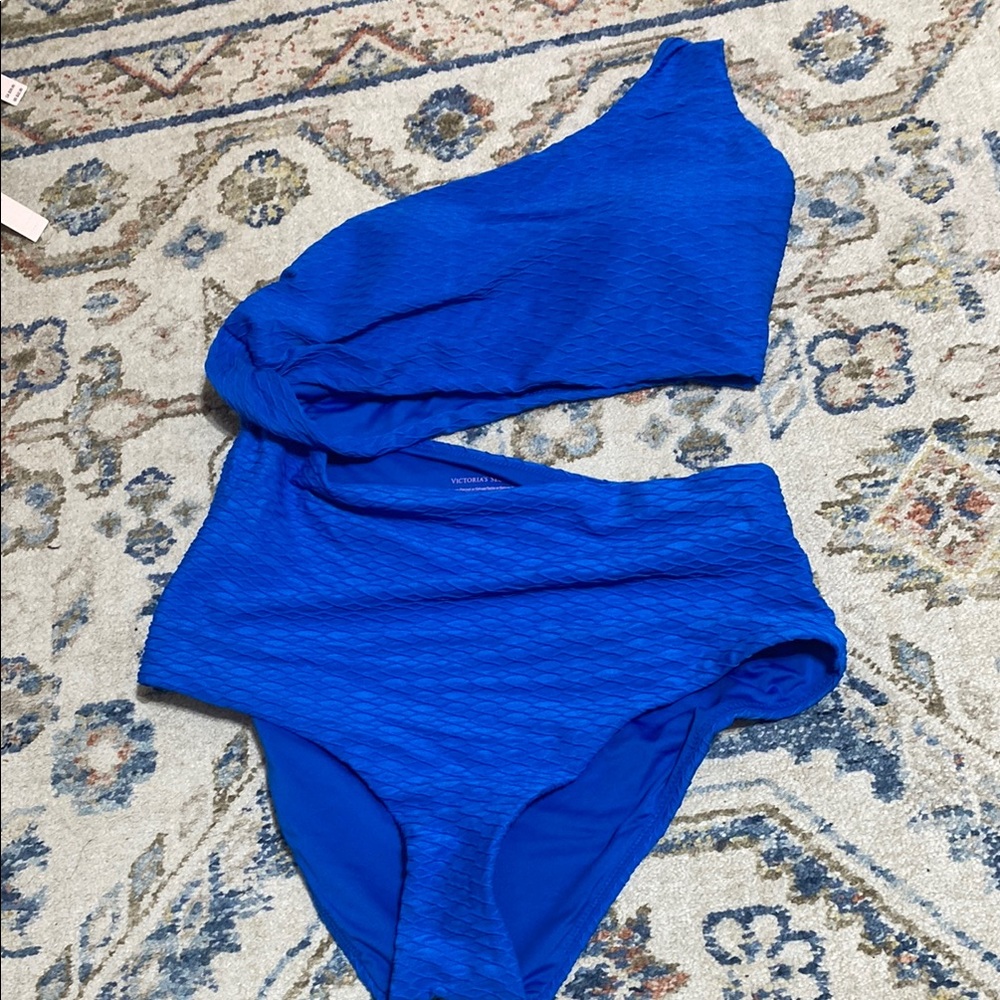 Blue Asymmetrical Cut One-Piece Swimsuit